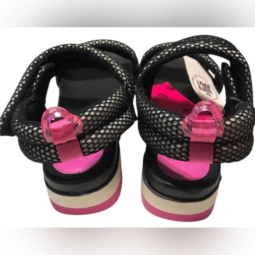 Juicy Couture N.W.T. Women's Black Mesh Sport Sandals Pink Insole Size‎ 11 M.